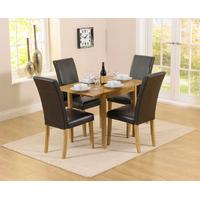 Oakley 70cm Solid Oak Extending Dining Table with Aspen Brown Chairs