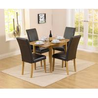 oakley 70cm solid oak extending dining table with aspen brown chairs