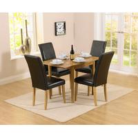 Oakley 70cm Solid Oak Extending Dining Table with Aspen Black Chairs