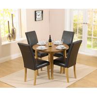 Oakley 90cm Solid Oak Drop Leaf Extending Dining Table with Aspen Black Chairs