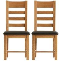 Oakley Rustic Dining Chair - Ladder Back PU Seat (Pair)