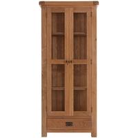 oakley rustic display cabinet with glass doors