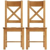 Oakley Rustic Dining Chair - Cross Back Wooden Seat (Pair)