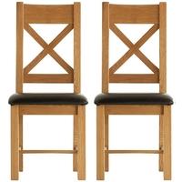 Oakley Rustic Dining Chair - Cross Back PU Seat (Pair)