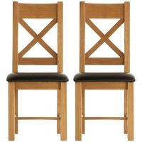 oakley rustic dining chair cross back pu seat pair