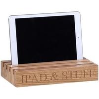 Oak Home Accessories Ipad and Letters Holder with Ipad and Stuff Engraved