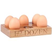 Oak Home Accessories Egg Holder For 6 Eggs with Half Dozen Engraved