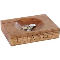 Oak Home Accessories Change Dish with Change Engraved