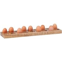 Oak Home Accessories Egg Holder For 18 Eggs with I Like Mine with A Kiss Engraved