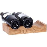 Oak Home Accessories 3 Bottle Wine Holder with Cheers Engraved