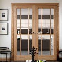 Oak Worcester Door Pair in Standard Sizes, Clear Glass