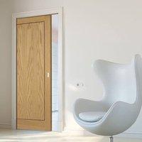 Oak 1P Inlay Flush Fire Pocket Door is Prefinished and 1/2 Hour Fire Rated