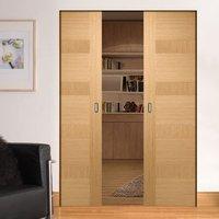 Oak Monaco Flush Oak Veneer Syntesis Double Pocket Door - Lacquer Pre-Finished