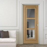 Oak 3L Inlay Flush Door with Clear Glass is Prefinished