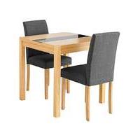 Oakham Glass Panel Square Table 2 Chairs