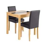 Oakham Glass Panel Square Table 2 Chairs