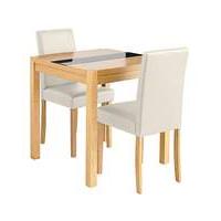 Oakham Glass Panel Square Table 2 Chairs