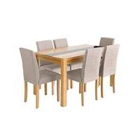 oakham glass panel dining table 6 chairs