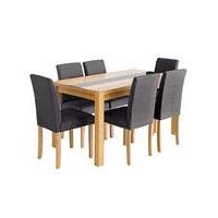 Oakham Glass Panel Dining Table 6 Chairs