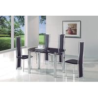 Oasis Round Extending Black Glass Dining Table And 6 G601 Chairs