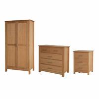 oakridge 2 door wardrobe bedside and 5 drawer chest set