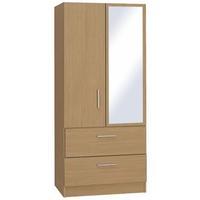 oak 2 drawer combination wardrobe with mirror