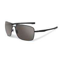 Oakley Plaintiff Squared Polished Black Sunglasses with Warm Grey Lens