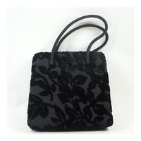 Oasis black velvet floral patterned evening bag