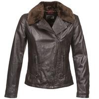 oakwood clubber womens leather jacket in brown