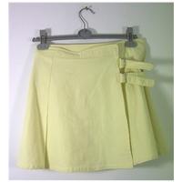 Oasis Size 10 Sherbet Lemon Yellow Wrapover Cotton A-Line Skirt