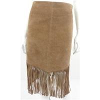 Oasis Size 8 Tan Suede Skirt With Fringed Detailing