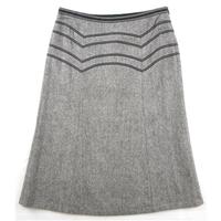 Oasis - Size 8 - Grey - Pick & Pick Tweed Wool Blend Skirt