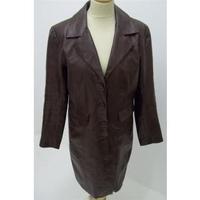 Oakwood Brown Leather Three Quarter Length Coat Size Medium