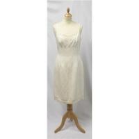 Oasis Size 10L Cream Fully Lined Linen Dress Oasis - Size: 10 - Cream / ivory - Knee length dress