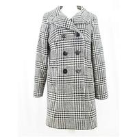 Oasis - Size 16 - Black & White Houndstooth Check - Double Breasted 3/4 Length Coat
