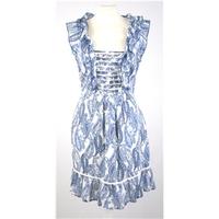 oasis size 10 blue white paisley print summer dress