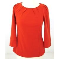 Oasis Size 10 Pillar Box Red 3/4 Sleeve Pleated Top