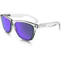 oakley frogskins sunglasses violet iridium lenspolished clear frame