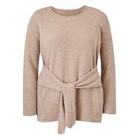 oatmeal soft touch tie front jersey top