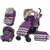 Obaby Zeal 3in1 Travel System-Zigzag Purple (NEW)