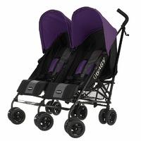 obaby twin stroller apollo black grey purple hoods