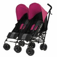 obaby twin stroller apollo black grey pink hoods