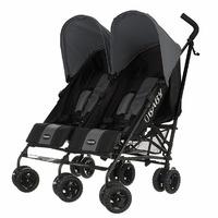 Obaby Twin Stroller Apollo - Black-Grey (Grey Hoods)