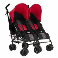 obaby twin stroller apollo black grey red hoods