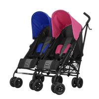 Obaby Apollo Black and Grey Twin Stroller Pink and Blue