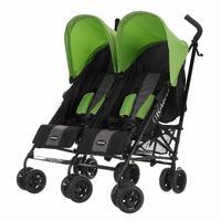 Obaby Apollo Black and Grey Twin Stroller in Lime