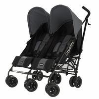 obaby apollo black and grey twin stroller in grey