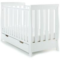 Obaby Stamford Sleigh Mini Cot Bed Including Underbed Drawer-White + Free Mattress worth £29.99!