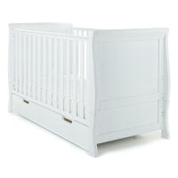 Obaby Stamford Sleigh Cot Bed Including Underbed Drawer-White + Free Mattress worth £39.99! (New)