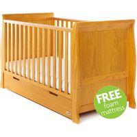 obaby stamford sleigh cot bed including underbed drawer country pine f ...